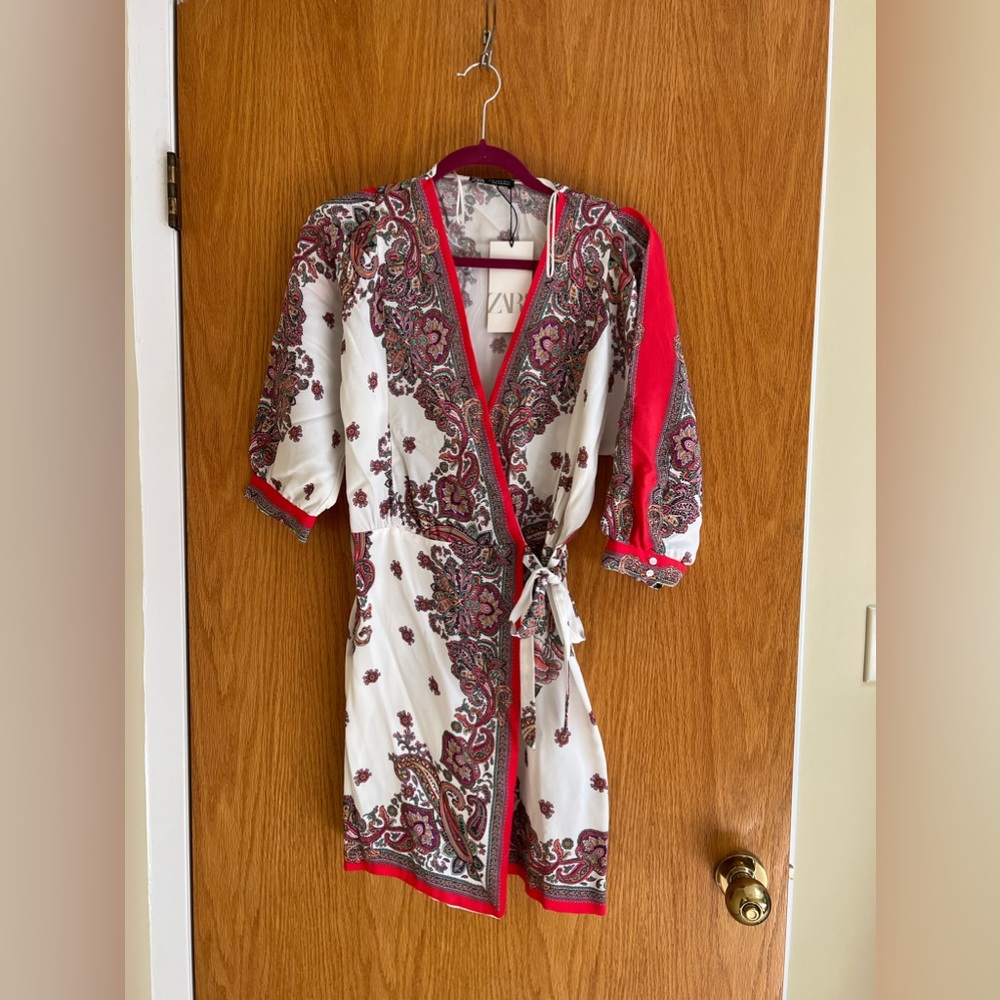 Zara mini paisley wrap dress